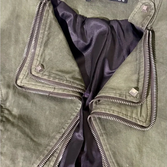 Olive camo green military studded multi zip jacket - Picture 8 of 11